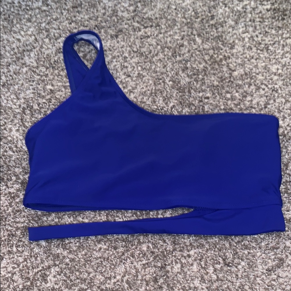 One-Shoulder Blue Bikini Top